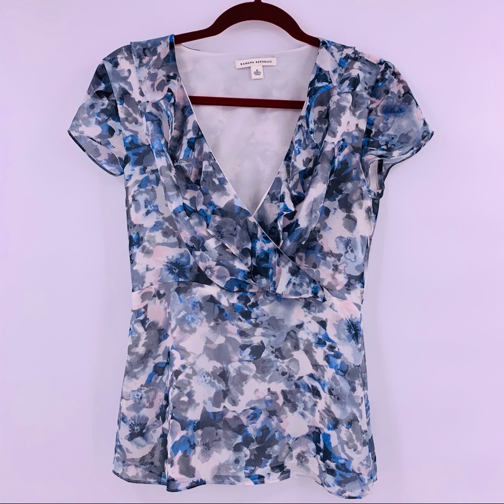 Banana Republic Ruffle Cross Front Chiffon Top